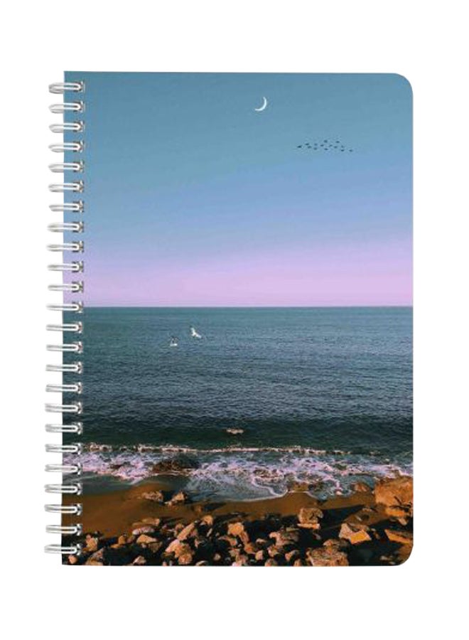 LOWHA - Birds Flying Over The Large Body Of Water A5 Spiral Notebook Blue - Image 1