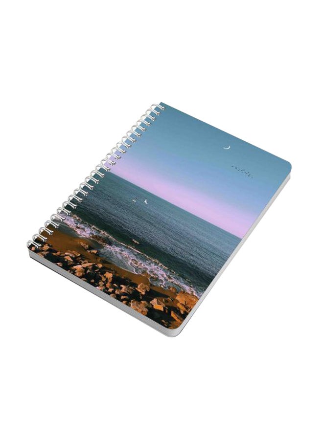 LOWHA - Birds Flying Over The Large Body Of Water A5 Spiral Notebook Blue - Image 1