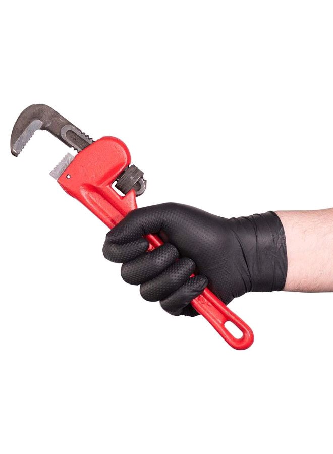 Pair Of 50 Diamond Texture Disposable Gloves Black One Size - Image 2