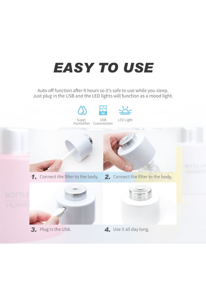 Eutuxia Mini Portable Bottle Cap Humidifier With USB Cable And Filter White/Clear - Image 2