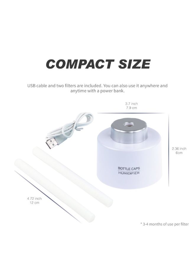 Eutuxia Mini Portable Bottle Cap Humidifier With USB Cable And Filter White/Clear - Image 3