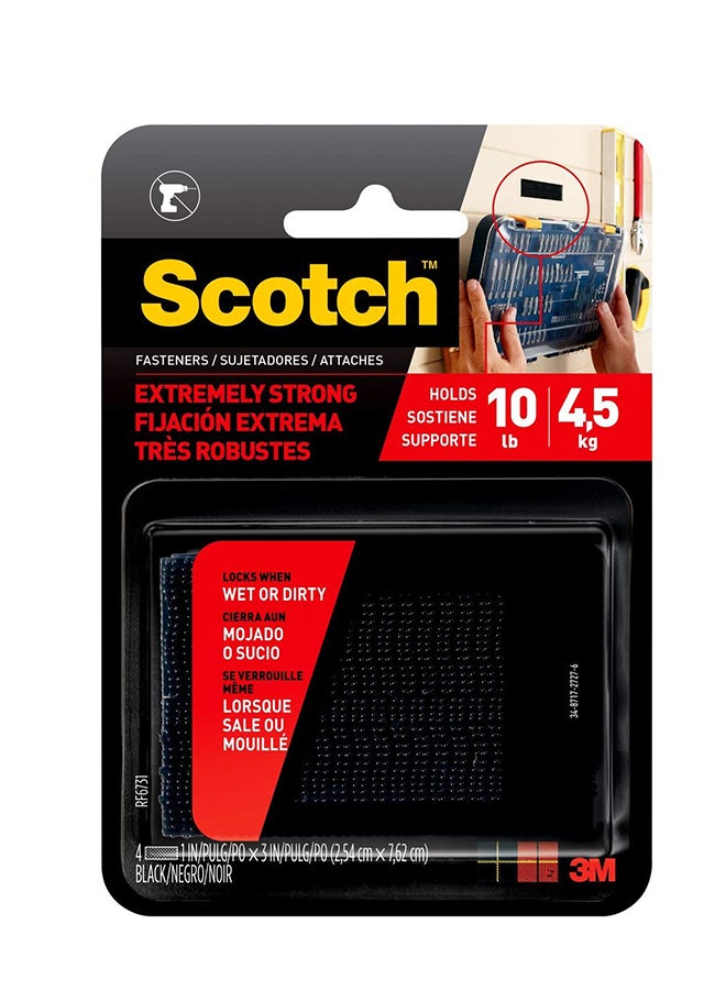 Scotch Brand Pack Of 4 Extremely Strong Fastener Black 1 x 3inch - Image 1