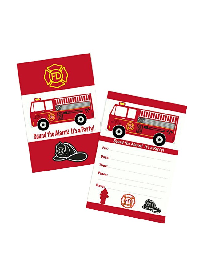 أولد بلو دور إنفايتس بطاقات دعوة بتصميم شاحنة إطفاء مع ظرف من 20 قطعة 4 x 1 x 6بوصة