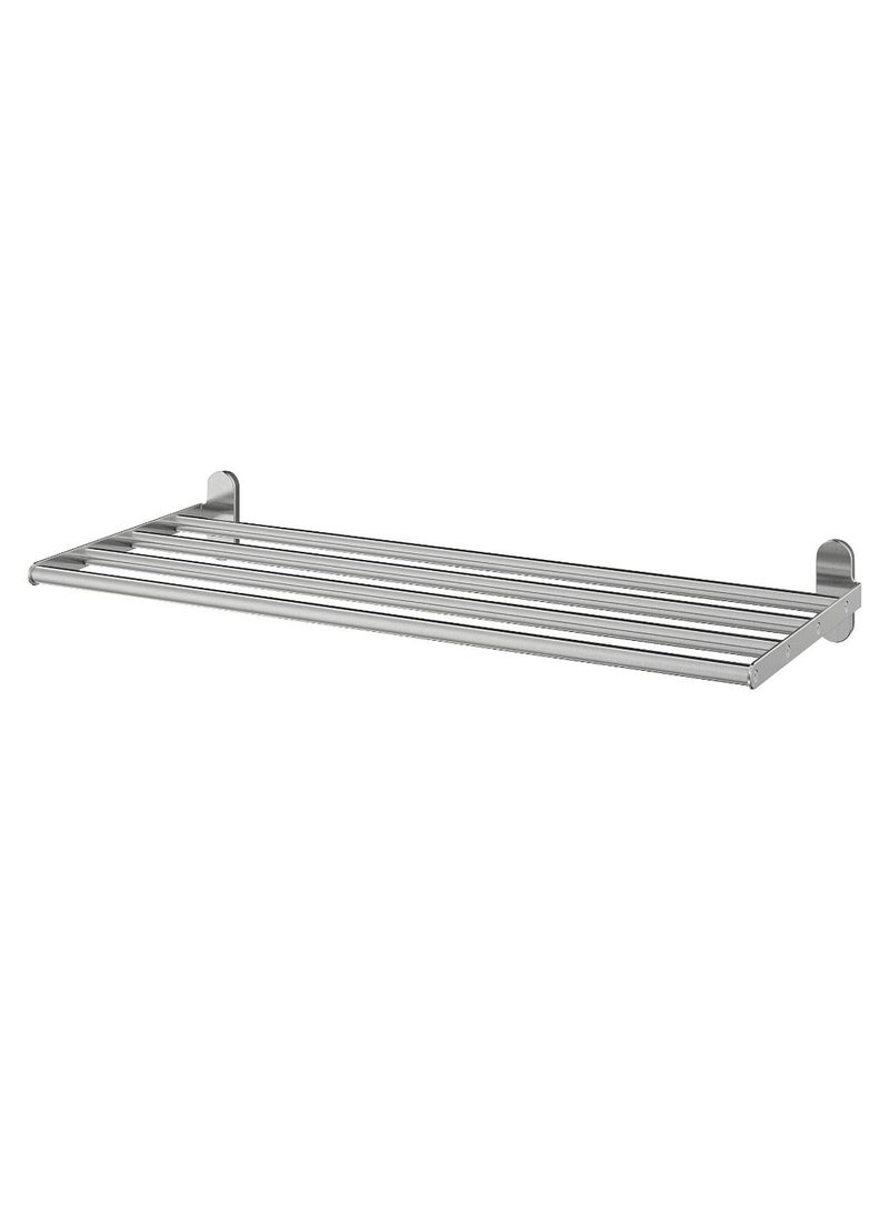 Brogrund Chrome Plated Bathroom Wall Shelf With Towel Rail Silver
