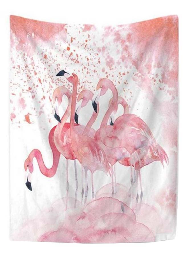 Flamingo Printed Beach Towel Pink/White 150 x 130cm
