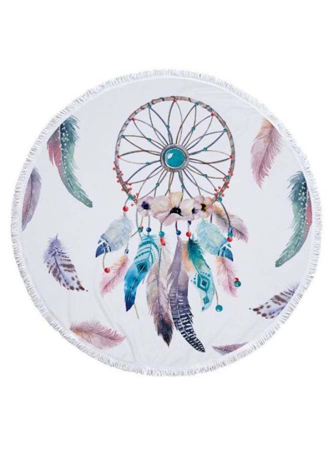 Dream Catcher Printed Round Beach Towel Multicolour 60inch