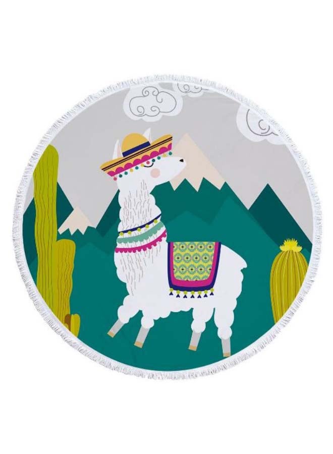 Peak Alpaca Printed Round Beach Towel Multicolour 59inch