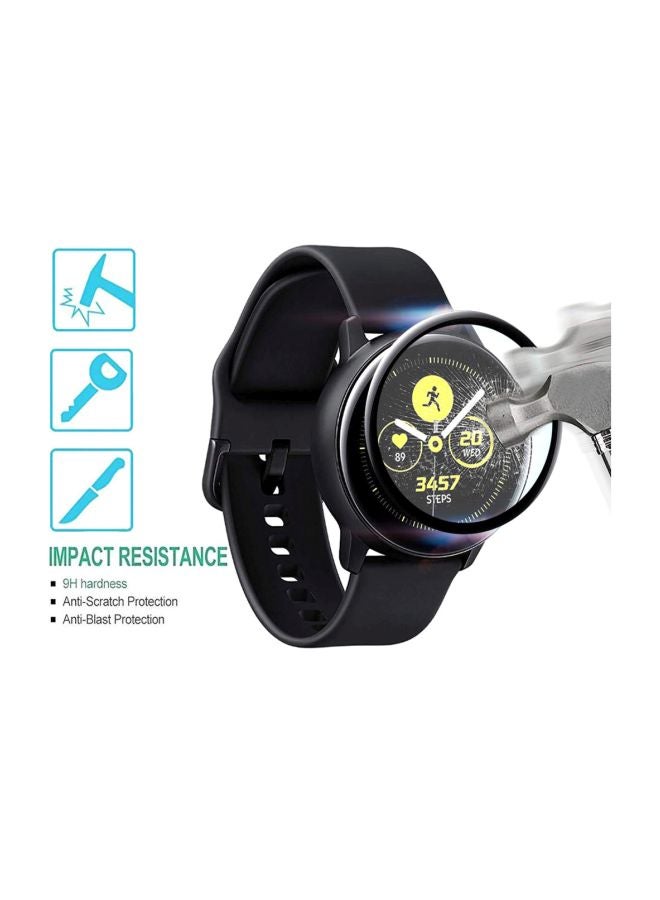 Perfii Curved Tempered Glass Screen Protector For Samsung Watch Active 2 Clear/Black - Image 3