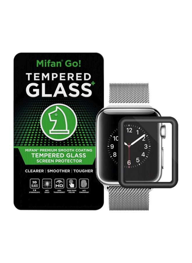 ميفان لاصقة حماية للشاشة من الزجاج المقوى مناسبة لساعة أبل سيريس 1/2/3 أسود - Image 1