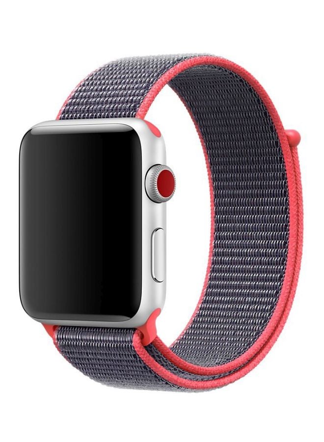HQPro Replacement Nylon Band For Apple Watch 44mm Black/Red - Image 2