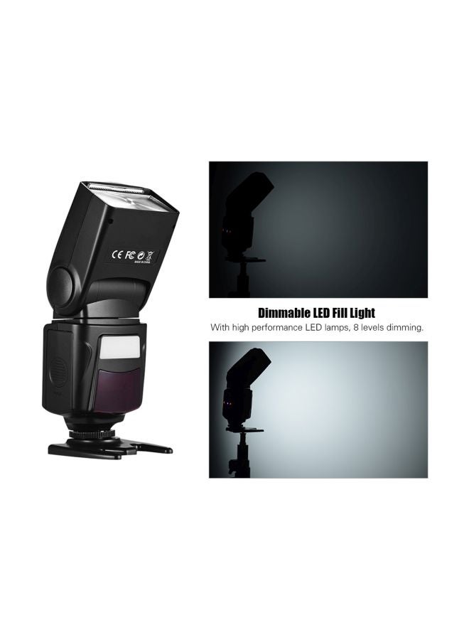 Professional On-Camera Flash Light With Adjustable Brightness Black - Image 2