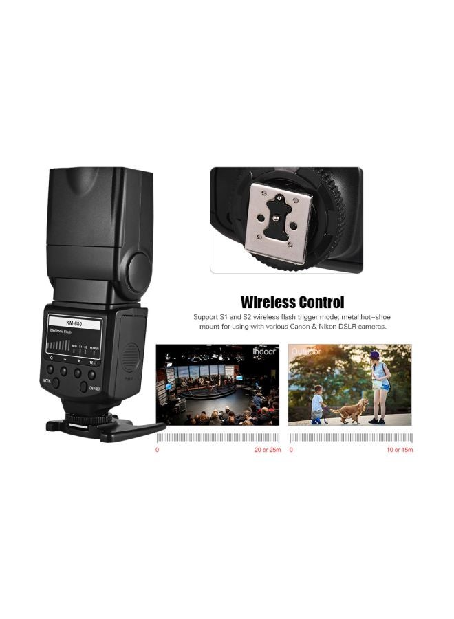 Professional On-Camera Flash Light With Adjustable Brightness Black - Image 3