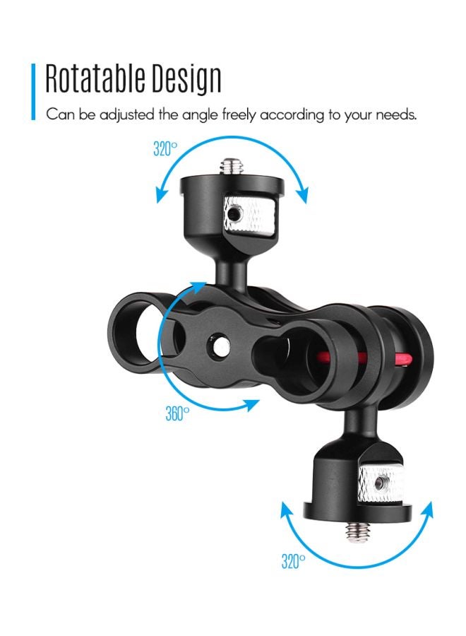 ANDOER Multi-Functional Ball Head Arm Camera Mount Clamp Black/Silver  - Image 2