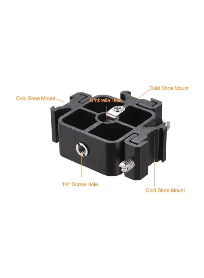 Triple Mount Flash Speedlite Bracket Photography Umbrella Holder With Phone Holders Black  - Image 5