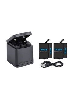 3-Piece Battery Charger With Cases Black