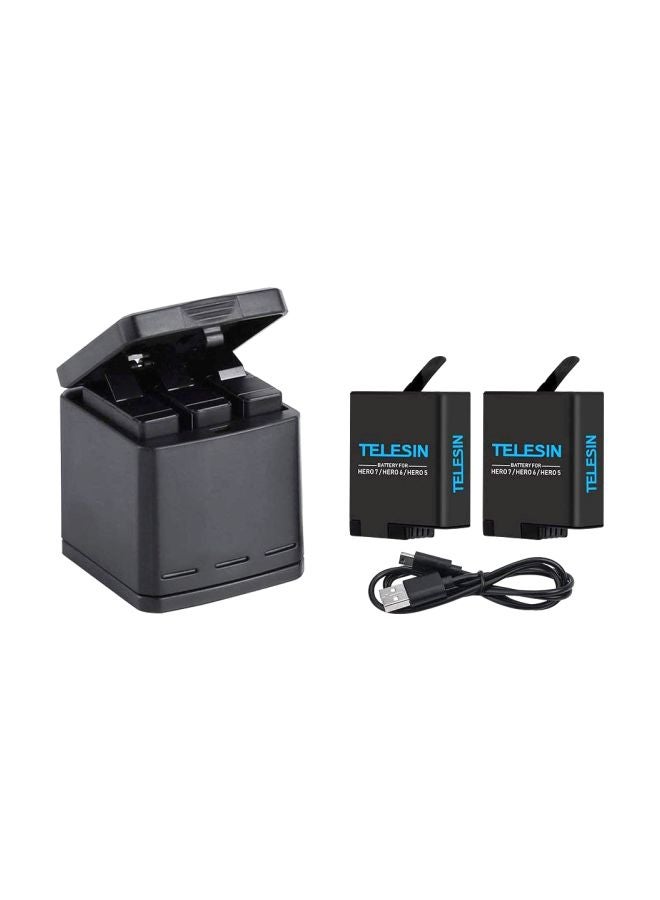 TELESIN - 3-Piece Battery Charger With Cases Black - Image 1