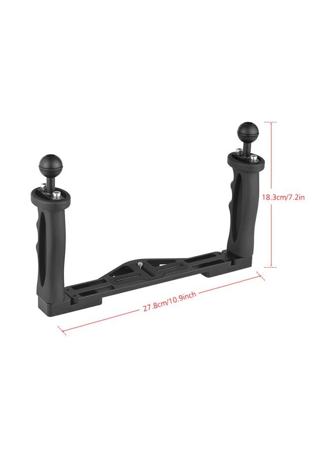 Generic Dual Handle Aluminum Alloy Diving Camera Video Stabilizer Bracket Black  - Image 3