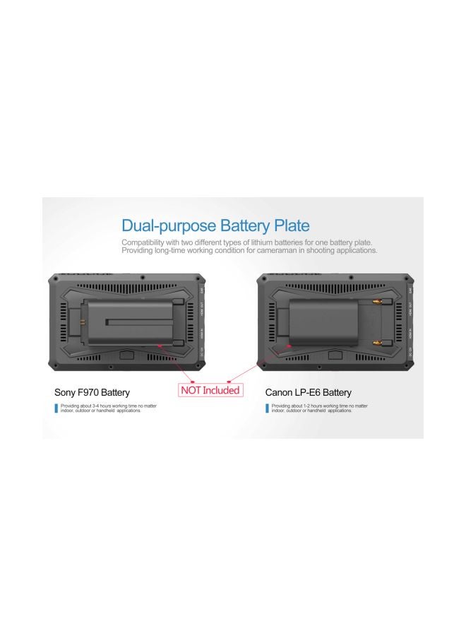 IPS Camera-Top Broadcast Monitor For 4K Camcorder And DSLR Black