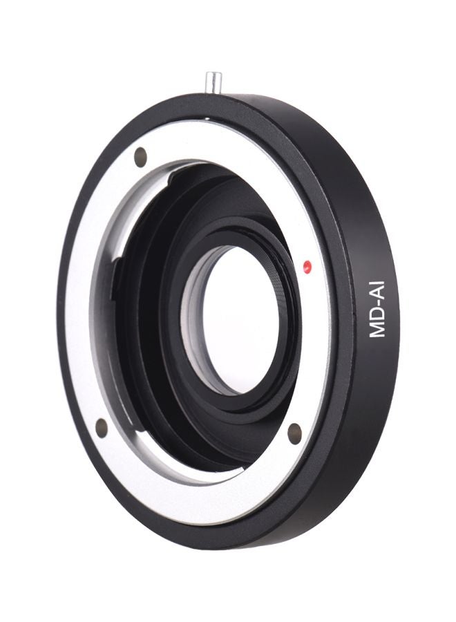 MD-AI Mount Adapter Ring For Nikon Cameras With Corrective Lens For Minolta MD Black/Silver  - Image 1