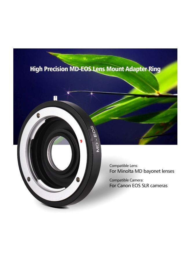 MD-EOS Mount Adapter Ring For Canon EOS Cameras With Corrective Lens For Minolta MD Black/Silver  - Image 2