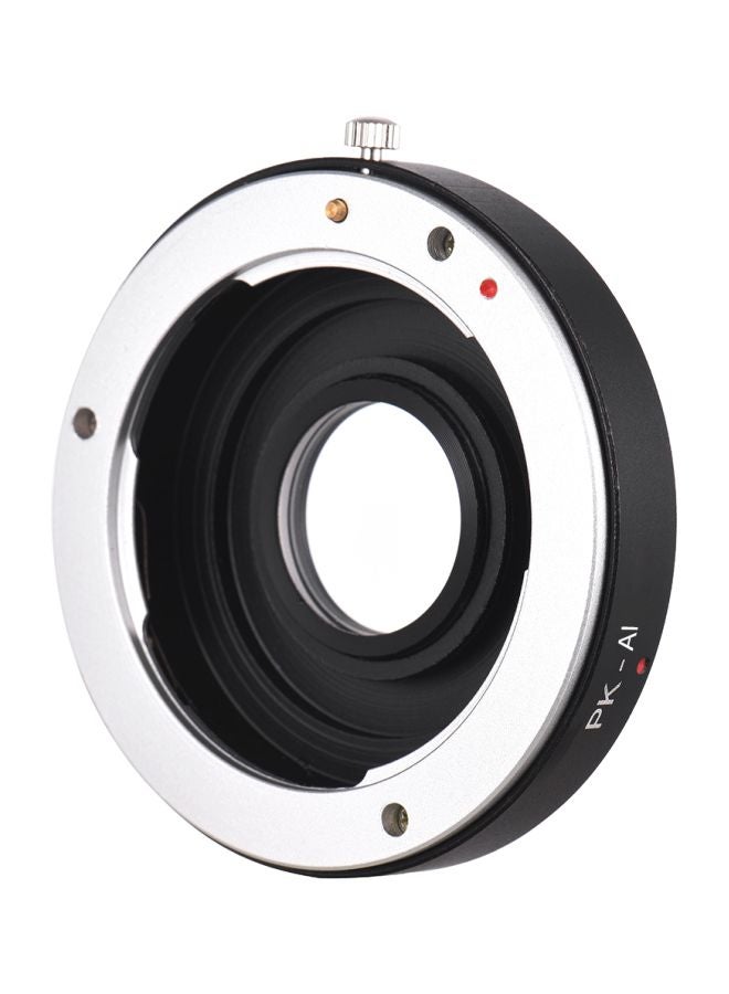 PK-AI Lens Mount Adapter Ring With Optical Glass For Pentax K Mount Lens Black/Silver  - Image 1