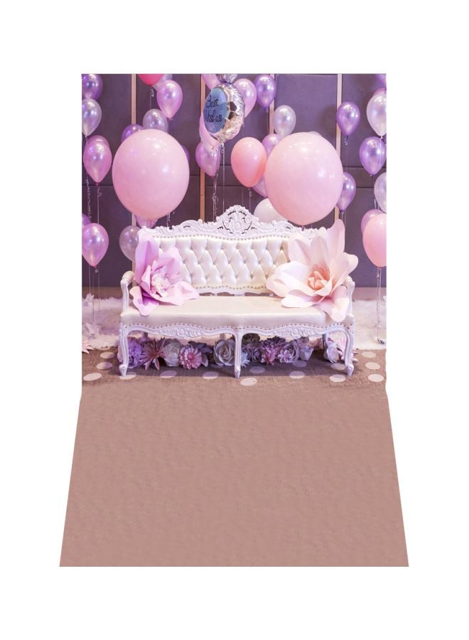 ANDOER Birthday Party Themed Photography Background Pink/Purple/White - Image 1