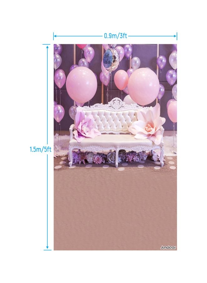 ANDOER Birthday Party Themed Photography Background Pink/Purple/White - Image 2