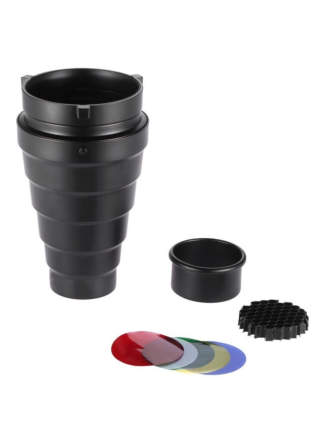 ANDOER - 7-Piece Metal Conical Snoot With Honeycomb Grid Kit Black/Red/Yellow - Image 1