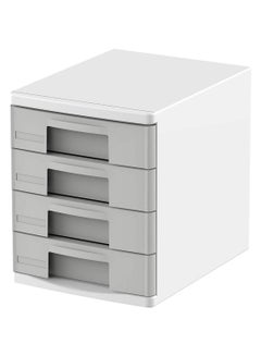 4-Drawer Mini A4 File Cabinet Light Grey/White