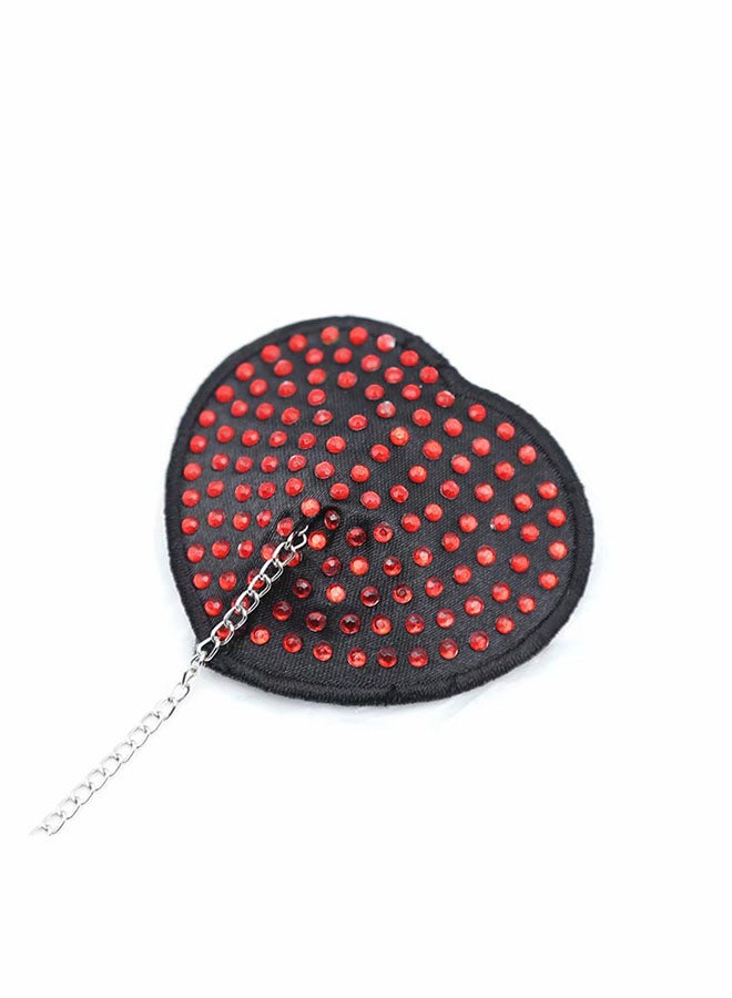 Heart Shape Nipple Cover With Chain Red/Black/Silver - Image 2