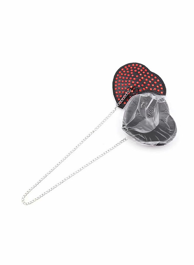 Heart Shape Nipple Cover With Chain Red/Black/Silver - Image 3