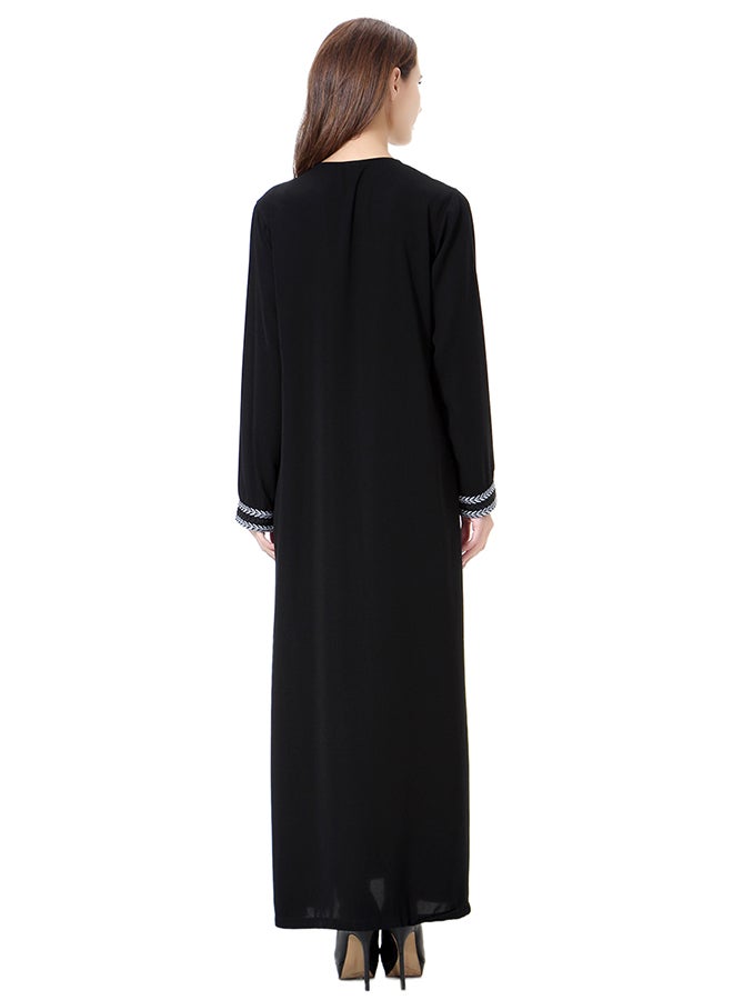 Hanyimidoo - Elegant Round Neck Abaya Grey/Black - Image 1
