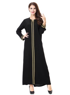 Elegant Round Neck Abaya Gold/Black - v1579977229/N33903935V_3