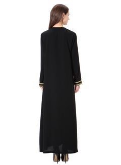 Elegant Round Neck Abaya Gold/Black - v1579977230/N33903935V_2