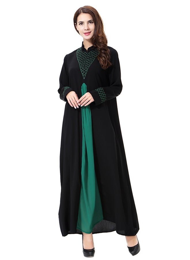 هانيميدو عباية مطرزة بأكمام طويلة أخضر/ أسود  - Image 1