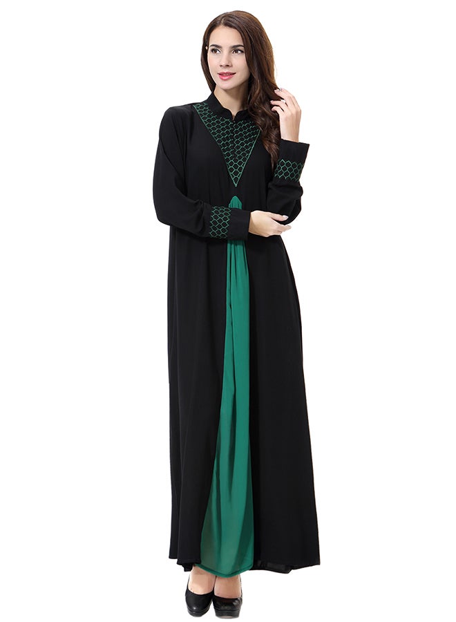 هانيميدو عباية مطرزة بأكمام طويلة أخضر/ أسود  - Image 4