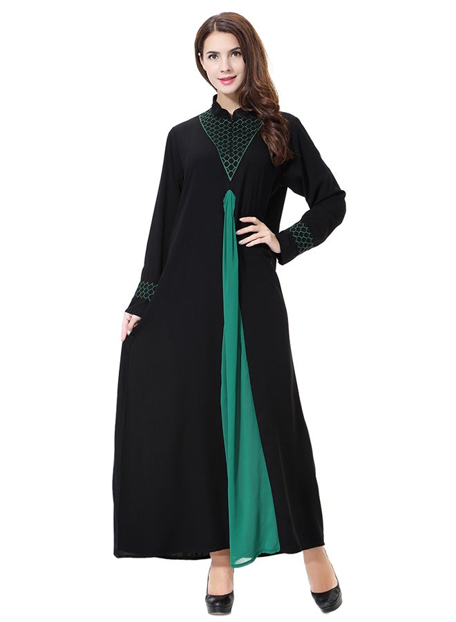 هانيميدو عباية مطرزة بأكمام طويلة أخضر/ أسود  - Image 3