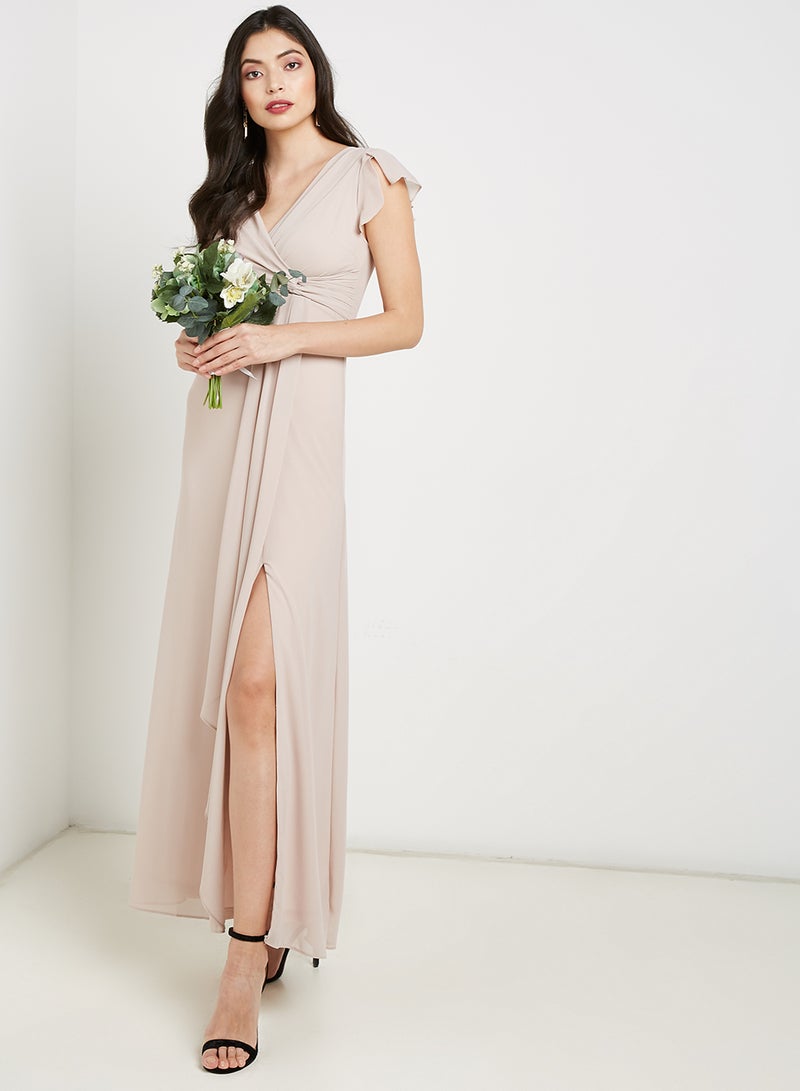 tfnc LONDON - Juba V-Neck Maxi Dress Beige - Image 1