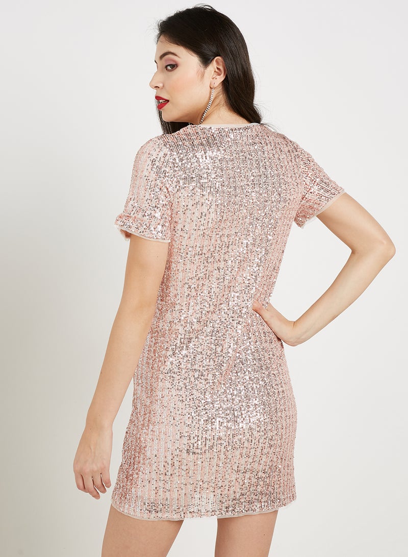 tfnc LONDON - Tana Tunic Sequin Dress Peach - Image 1