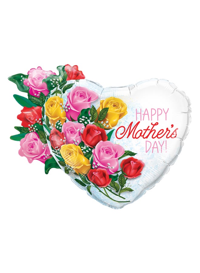 بالون فويل لعيد الأم بتصميم باقة زهور وطبعة عبارة "Happy Mother’s Day" 35بوصة