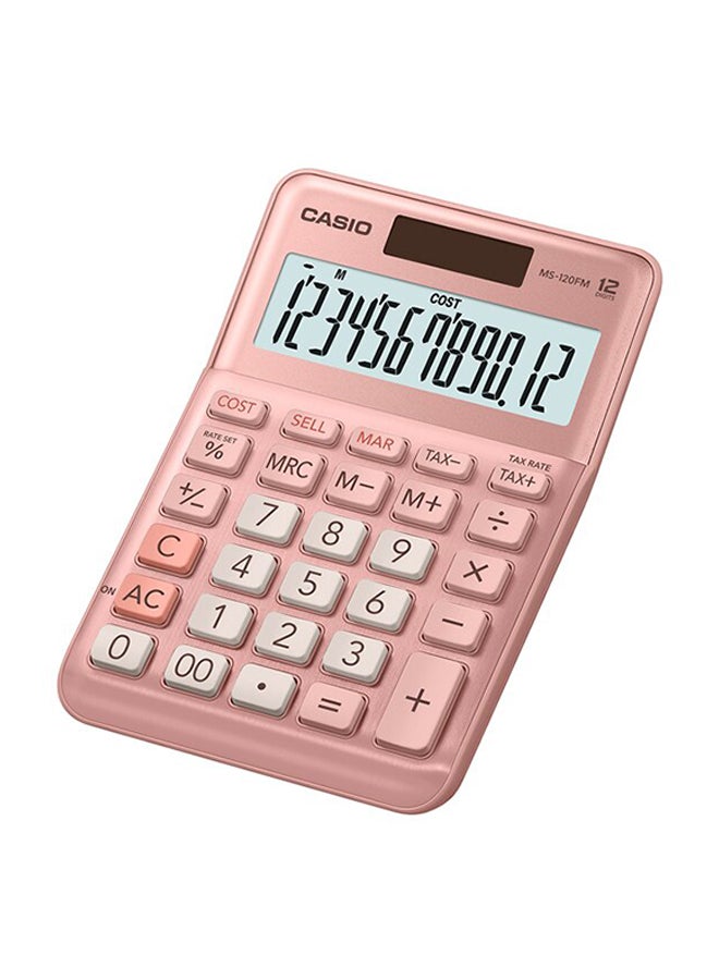 CASIO - 12-Digit Basic Calculator MS-120FM-PK-W-DP Pink - Image 1