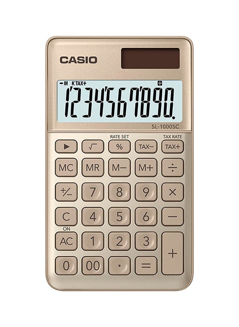 Portable Basic Calculator SL-1000SC-GD-N-DP Gold