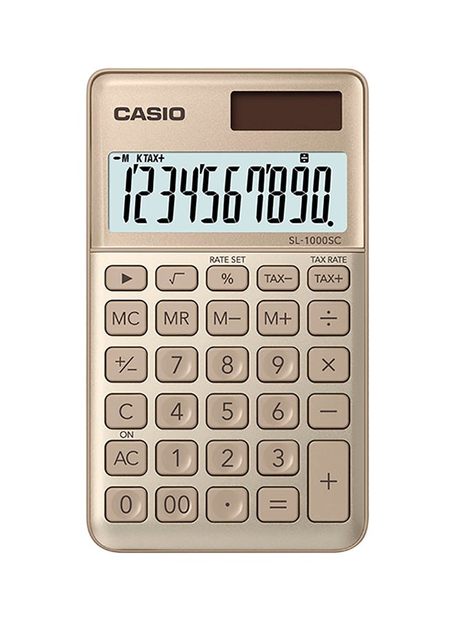 كاسيو آلة حاسبة أساسية محمولة طراز SL-1000SC-GD-N-DP ذهبي 