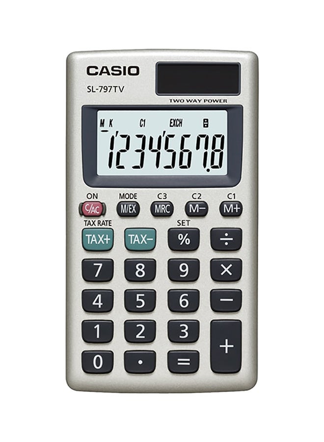 CASIO - Portable Practical Calculator SL-797TV-GD-W-DH Grey - Image 1