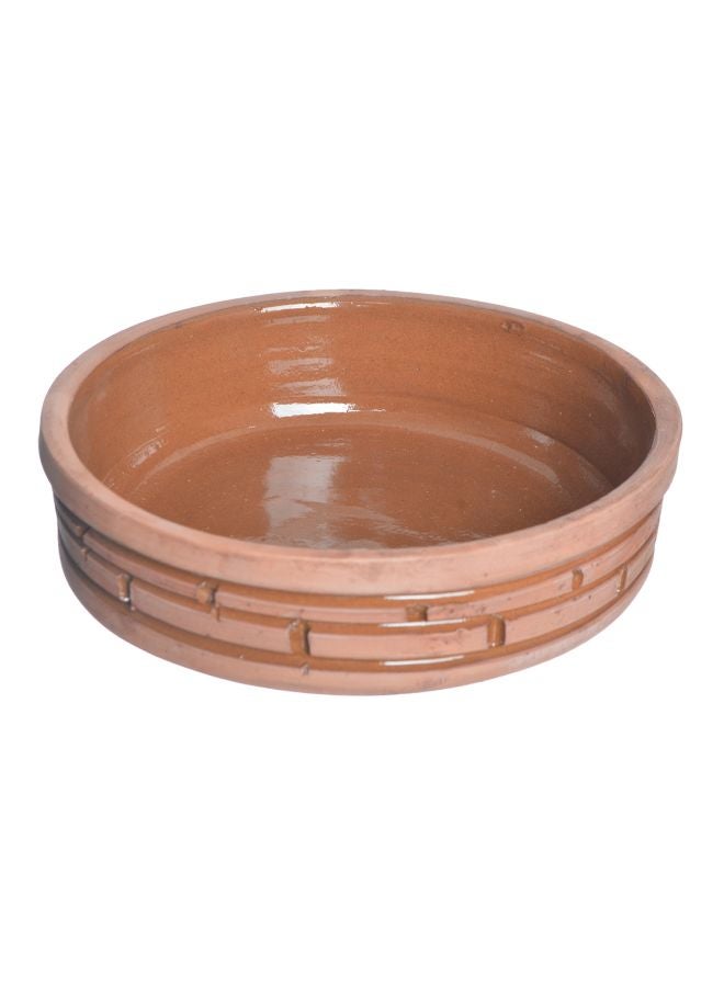 Pottery Round Tray Brown 25centimeter