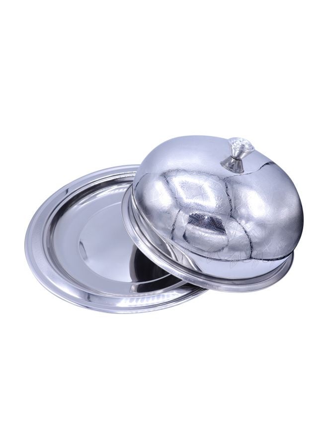 بن شيهون أبوعمر طبق تقديم من الستانلس ستيل مزود بغطاء فضي 50x20سم - Image 2