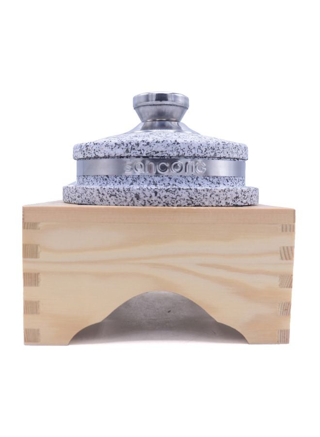 بن شيهون أبوعمر طقم وعاء من الحجر مكون من قطعتين مع حامل خشبي فضي/بيج 12Ø³Ù†ØªÙŠÙ…ØªØ± - Image 2