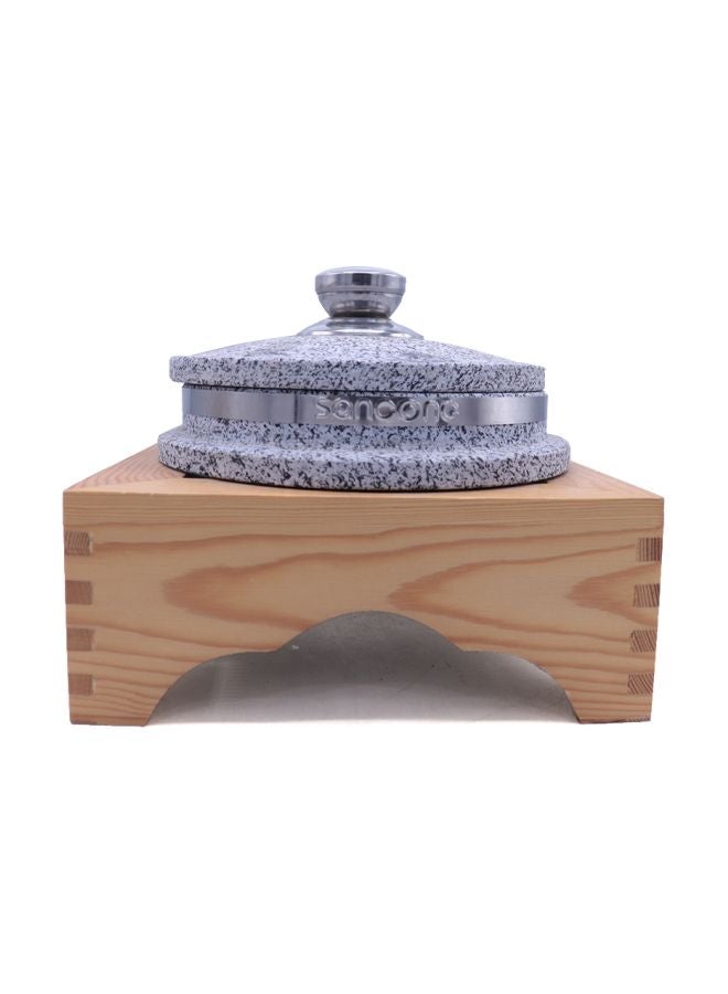 بن شيهون أبوعمر طقم وعاء من الحجر مكون من قطعتين مع حامل خشبي فضي/بيج 16Ø³Ù†ØªÙŠÙ…ØªØ± - Image 2