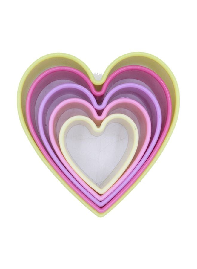 Bin-Shihoun-Abomar 5-Piece Heart Shaped Cookie Cutter Set Pink/Yellow/Purple 4centimeter  - Image 1