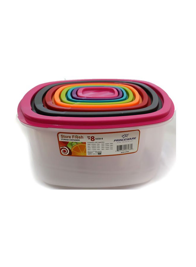 PRINCEWARE 8-Piece Square Shaped Plastic Container Set Clear/Blue/Green - Image 3